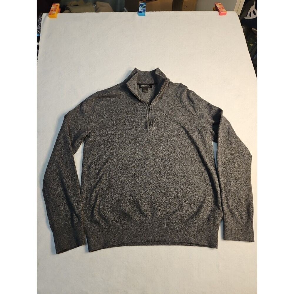 Eddie Bauer Sweater Mens Small Cotton Pullover Quarter Zip - Gray